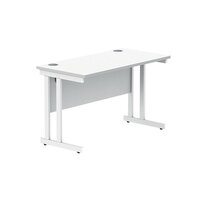 Polaris Rectangular Double Upright Cantilever Desk 1200x600x730mm Arctic White/Arctic White KF882352
