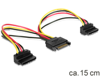 SATA Y-Stromkabel 15 Pin an 2 x SATA HDD, mit Metallclip, gewinkelt, Delock® [60128]