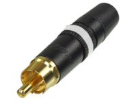 Cinch-Stecker für Kabelmontage 3,5 bis 6,1 mm Außen-Ø, vergoldet, Farbcodierring