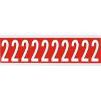 Identical numbers and letters on one card for indoor use 22.00 mm x 57.00 mm CNL2R 2, Red, White, Rectangle, Removable, White on red,Self Adhesive Labels