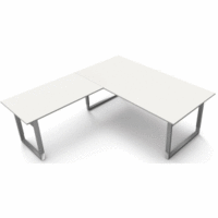Schreibtisch Form5 200 Bügel-Gestell 200x100x68-82 / Anbau 120x80cm weiß