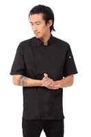 Chef Works Springfield Zipper Men's Chefs Jacket - Short Sleeves in Black - XL