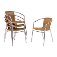 Bolero Wicker Chairs with Aluminium Frame in Beige - 735X530X580mm Pack of 4