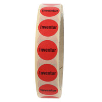 Inventuretiketten, Ø 20 mm, Inventur, 1.000 Etiketten, Papier rot und schwarz, permanent