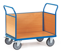 fetra® Dreiwandwagen, Ladefläche 1000 x 700 mm, 600 kg Tragkraft, 3 Holzwände