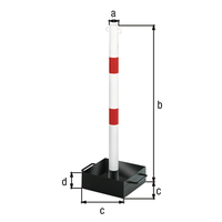 Absperrketteständer Outside weiß,2 rote Ringe,transportabel Pf.Ø60 mm