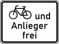 Verkehrszeichen VZ 1020-12 Radverkehr und Anlieger frei, 315 x 420, Alform, RA 1