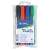 Lyreco permanens marker, vágott hegy, 4 szín/csomag