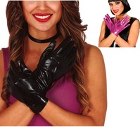 Guantes Cortos Metalizados en varios colores de 22 cm Negro