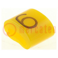Markers; Marking: 6; 1.1÷2.5mm; H: 3mm; A: 6mm; -30÷100°C; leaded