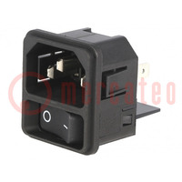 Connector: AC supply; socket; male; 15A; 250VAC; IEC 60320; C14 (E)