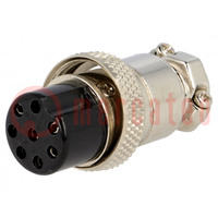 Plug; microphone; female; PIN: 8; for cable; straight; 6mm