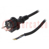 Cable; 3x1mm2; CEE 7/7 (E/F) plug,wires,SCHUKO plug; rubber; 4m