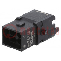 Connector: HDC; contactinzetstuk; mannelijk; Han® 1A; PIN: 3; 2+PE