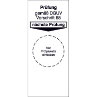 Prüfplakette, Prüfung gemäß DGUV Vorschrift 68, Maße: 4,0 x 9,5 cm, 4 St./Bogen