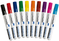 Komplet markerów do tablic suchościeralnych (czarny, czerwony, niebieski, zielony, żółty, pomarańczowy, brązowy, fioletowy, różowy, błękitny)