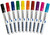 Komplet markerów do tablic suchościeralnych (czarny, czerwony, niebieski, zielony, żółty, pomarańczowy, brązowy, fioletowy, różowy, błękitny)