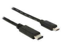 DeLOCK 0.5m, USB2.0-C/USB2.0 Micro-B USB kábel 0,5 M Micro-USB B USB C Fekete