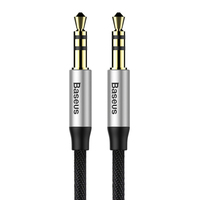 Baseus CAM30BS1 kabel audio 1 m 3.5mm Czarny, Srebrny
