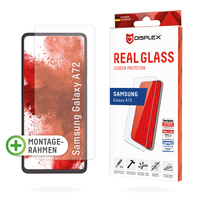 Displex Panzerglas (10H) für Samsung Galaxy A72, Eco-Montagerahmen, Tempered Glas, kratzer-resistente Schutzfolie, hüllenfreundlich