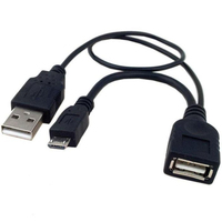 Techly Cavo USB A F 2.0 OTG Micro USB M con Alimentazione USB, 30cm Nero (ICOC MUSB-MC2)