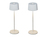 2er Set Wiederaufladbare LED Outdoor Tischleuchten dimmbar in Weiß, Höhe 35cm