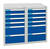 Schubladenschrank Serie ESTA, RAL 7035/5010, 12 Schubladen (8x100, 4x200 mm)