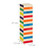 Relaxdays Wackelturm, 54 Holzklötze mit Würfel, HBT 27x7,5x7,5 cm, Holzturm Spiel Kinder, Geschicklichkeitsspiel, bunt