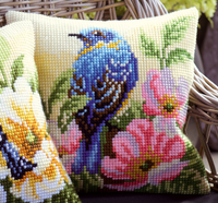 Cross Stitch Kit: Cushion: Bird on Rose Bush