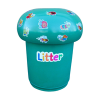 Mushroom Litter Bin - 90 Litre - with Bugs and Litter Letters - Light Green (10-14 working days) - Galvanised Steel Liner