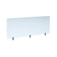 Straight high desktop acrylic screen with silver brackets 1800mm x 700mm