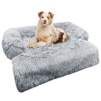 BLUZELLE Sofaschutz Hundebett Kleine & Mittelgroße Hunde, Hundedecke für Couch Sofa Cover Schutz Decke Plüsch Waschbar Hellgrau