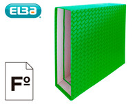 Caja archivador de palanca carton forrado elba folio lomo 85 mm verde