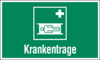 Rettungszeichen-Kombischild - Krankentrage, Grün, 15 x 25 cm, Folie, Seton