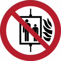 Sicherheitskennzeichnung - Aufzug im Brandfall nicht benutzen, Rot/Schwarz, 8 m