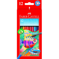 Kinder-Aquarellfarbstifte 12 Aquarellfarben + Pinsel im Kartonetui