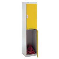 Coloured door lockers with standard top, 2 yellow doors, 300 x 300mm