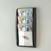 Wall mounted coloured leaflet dispensers - 3 x A4 pockets, black