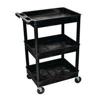 Heavy duty two and three tier plastic shelf and tray trolleys