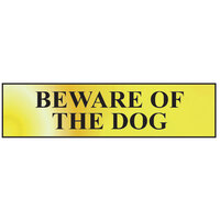 Scan 6050 Beware Of The Dog - Polished Brass Effect 200 x 50mm
