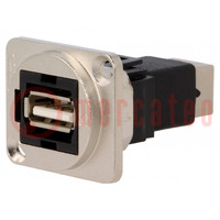 Coupler; USB A socket,USB B socket; FT; USB 2.0; metal; 19x24mm