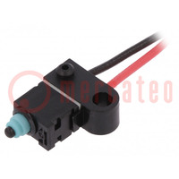 Microswitch SNAP ACTION; 0.05A/15VDC; without lever; SPST-NC