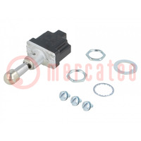 Switch: toggle; Pos: 3; SPDT; ON-OFF-ON; 15A/125VAC; Leads: screw