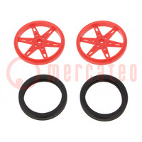 Wheel; red; Shaft: knurled; push-in,screw; Ø: 60mm; Shaft dia: 4.8mm