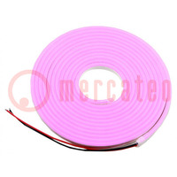 NEON LED tape; pink; 2835; 24V; LED/m: 120; 6mm; IP65; 8W/m; Thk: 12mm