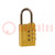 Padlock; brass; 3 digit code,possibility of code changing