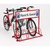 Anwendungsbeispiel mit bedrucktem Werbeschild: Werbe-Fahrradständer Typ EW 7004 mit Laufrollen (Art. 24658-03)
