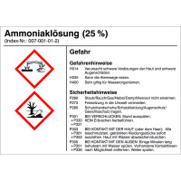 Gefahrstoffetiketten zur Behälterkennzeichnung, Folie, 14,8 x 10,5 cm Version: 02 - G002: Ammoniaklösung (25%)