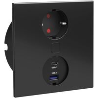 Produktbild zu Duplex-Q beépíthető konnektor, 1 db dugalj + USB-töltő, fekete
