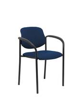 Silla fija Villalgordo similpiel azul marino chasis negro con brazos